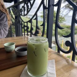 Hala Tree Cafe - Iced Lilikoi coconut milk matcha