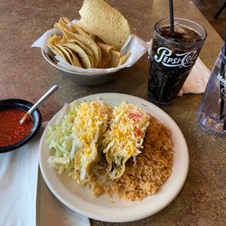 Margarita's - Lenexa - 2 beef taco lunch special with rice, chips and salsa, and pepsi
