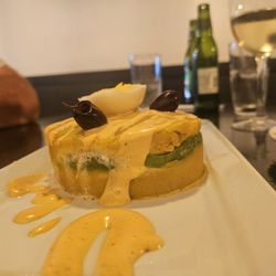 Lama Peruvian cuisine - Causa de pollo, yum! Velvety and a slight kick