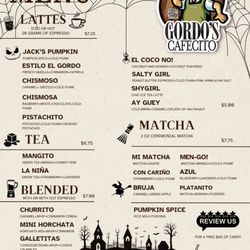 Gordos Cafecito - Seasonal menu
