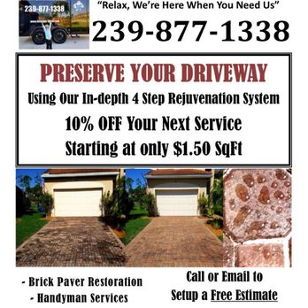 Reliable Raymond's Home Services - A unprotected driveway will lead to replacement - Handyman Near Me - Cape Coral, Florida Reliable Raymond's Home Services - A unprotected driveway will lead to replacement - Handyman Near Me - Cape Coral, Florida
