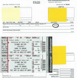 Ticket Connection - Ticket Connection mark-up for $11 ticket - $44 per ticket +$40 delivery and service charge