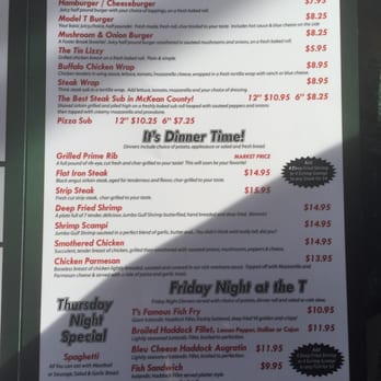 Model T Inn - Menu2 - American Near Me - Bradford, Pennsylvania