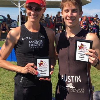 Massage Heights - Champion triathlete and member, Dr. Laura Moeller.  We're proud to sponsor her! - Massage Near Me - Johnston, Iowa