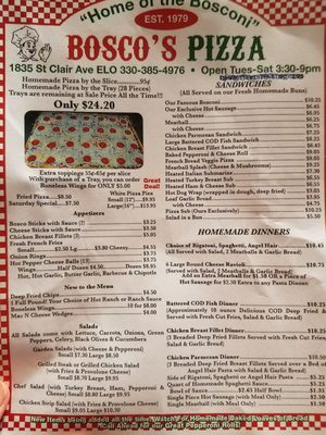 Menu photo 4 Bosco's Pizza East Liverpool, OH Menu photo 4 Bosco's Pizza East Liverpool, OH