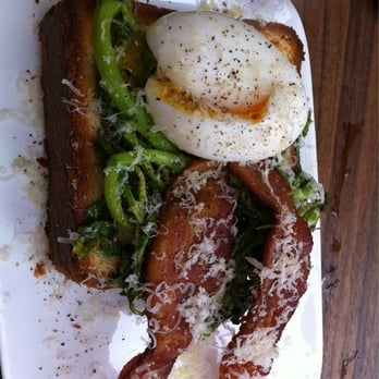 Farm : Table - Soft egg on brioche with rapini and bacon - Coffee & Tea Near Me - San Francisco, California Farm : Table - Soft egg on brioche with rapini and bacon - Coffee & Tea Near Me - San Francisco, California