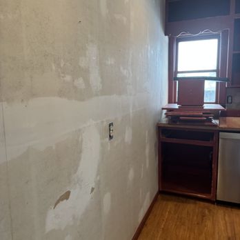 Cook’s Painting - wallpaper removal and red paint on cabinets - Painters Near Me Cook’s Painting - wallpaper removal and red paint on cabinets - Painters Near Me