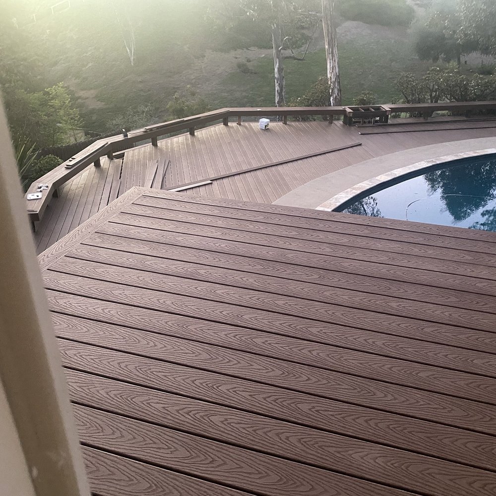 Palm Construction - View from balcony over the deck - almost done! - Decks & Railing Near Me - La Mesa, California