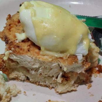 Metro Diner - Inside the fried chicken Benedict, The chicken was very moist - American Near Me - Casselberry, Florida