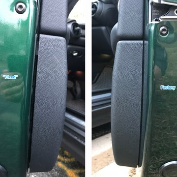 WHITAKERS Auto Body & Paint - Large gap from the repair on the left as compared to the factory-installed passenger side on the right. - Body Shops Near Me - Austin, Texas WHITAKERS Auto Body & Paint - Large gap from the repair on the left as compared to the factory-installed passenger side on the right. - Body Shops Near Me - Austin, Texas