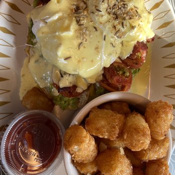 Hatch - Monterey Benedict with Tater Tots - Breakfast & Brunch Near Me - Huntington, New York Hatch - Monterey Benedict with Tater Tots - Breakfast & Brunch Near Me - Huntington, New York