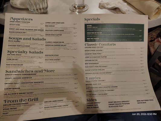 Menu photo 1 Grace's Houston, TX