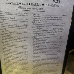 Dinner menu