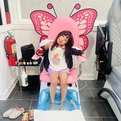 Star Nails - They have a kids chair and a good price for mani pedi for kids under 10