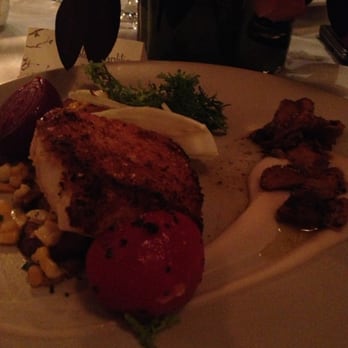 River Café - Halibut with chanterelles, beets and white bean purée - Canadian (New) Near Me - Calgary, Alberta River Café - Halibut with chanterelles, beets and white bean purée - Canadian (New) Near Me - Calgary, Alberta