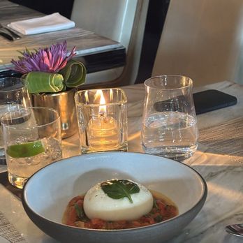 Hawksworth Restaurant - Burrata with red peppers - Canadian (New) Near Me - Vancouver, British Columbia Hawksworth Restaurant - Burrata with red peppers - Canadian (New) Near Me - Vancouver, British Columbia