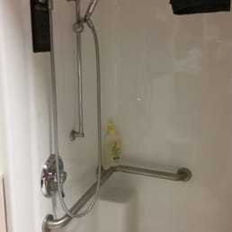 Clean shower! Ignore my personal black face towel hanging. Clean shower! Ignore my personal black face towel hanging.