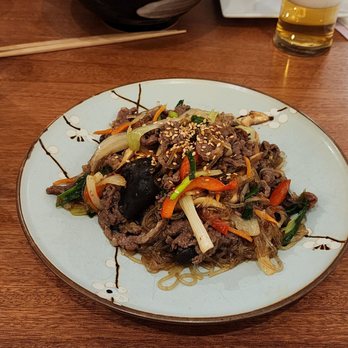 Ginger’s Seoul - Sweet potato vermicelli with tender ribeye, carrots , onion, mushrooms  and red pepper. Absolutely delicious!!!!! - Korean Near Me - Stamford, Connecticut