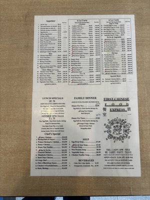 Menu photo 1 First Chinese Express Lemon Grove, CA Menu photo 1 First Chinese Express Lemon Grove, CA