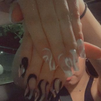Blush Me Nail Bar - Clear nails with black and white stripes  by Mai - Nail Salons Near Me - Scottsdale, Arizona