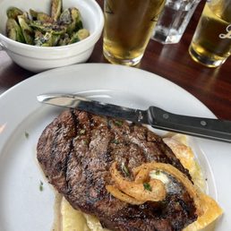 Delmonico steak, scalloped potatoes, and roasted Brussel sprouts-- very very good!!