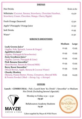 Menu photo 1 Serene Coffee House Glasgow, GLG Menu photo 1 Serene Coffee House Glasgow, GLG