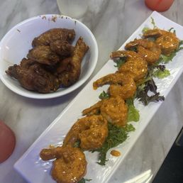 Firecracker shrimp & Honey old bay wings