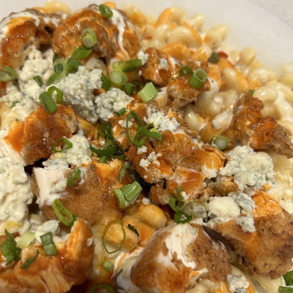 Mad Eats - Buffalo Chicken Mac and Cheese. A unique and tasty twist to Mac n cheese - Desserts Near Me - Owasso, Oklahoma