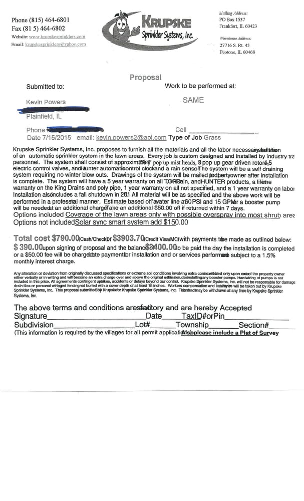 Slide of Krupske Sprinkler Systems