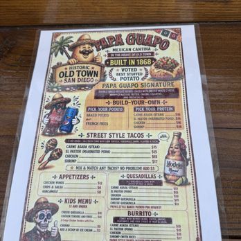 Papa Guapo Cantina - Menu from June 2026 - Mexican Near Me - San Diego, California Papa Guapo Cantina - Menu from June 2026 - Mexican Near Me - San Diego, California