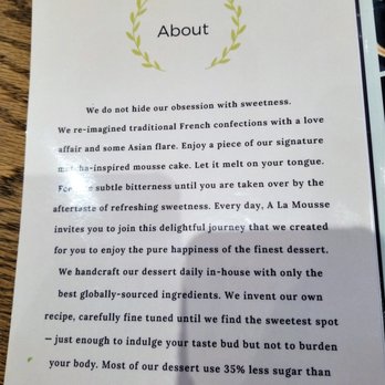 A La Mousse - Menu - Desserts Near Me - Philadelphia, Pennsylvania A La Mousse - Menu - Desserts Near Me - Philadelphia, Pennsylvania