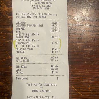 Raffa’s Market - Ticket - Bakeries Near Me - La Habra, California Raffa’s Market - Ticket - Bakeries Near Me - La Habra, California