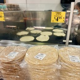 Freshly made flour tortillas.
