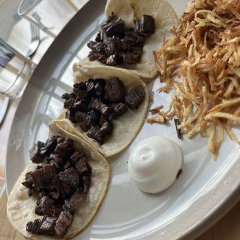 Altiro Latin Fusion - Kids menu - skirt steak tacos (order comes with 4 - I was too slow getting photo ). FUN shoestring potatoes on the side - Tapas/Small Plates Near Me - Aurora, Illinois Altiro Latin Fusion - Kids menu - skirt steak tacos (order comes with 4 - I was too slow getting photo ). FUN shoestring potatoes on the side - Tapas/Small Plates Near Me - Aurora, Illinois