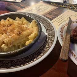 Old Mill - A steak dinner with baked Mac and cheese