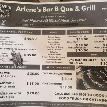 Arlene Williams BBQ - Menu - Barbeque Near Me - Pensacola, Florida
