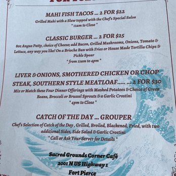 Sacred Grounds Corner Cafe - Tuesday special til closing - Cafes Near Me - Fort Pierce, Florida