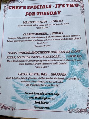Menu photo 2 Sacred Grounds Corner Cafe Fort Pierce, FL