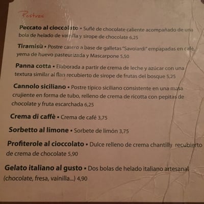 Menu photo 2 Trattoria Pulcinella Madrid, M Menu photo 2 Trattoria Pulcinella Madrid, M
