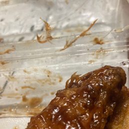 Theres feathers still on the chicken honestly killed my appetite