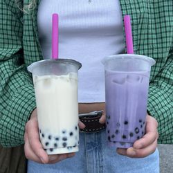 Veggie Heaven - Coconut boba (left) and taro boba (right)