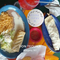 Don Tequila - Steak burrito Arizona and beef chimichanga with a Petron strawberry margarita on the rocks
