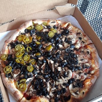 Gio's Pizza - Medium mushroom, olive, vegan cheese, half w jalapeno. - Pizza Near Me - Santa Rosa, California Gio's Pizza - Medium mushroom, olive, vegan cheese, half w jalapeno. - Pizza Near Me - Santa Rosa, California