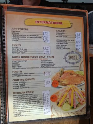 Menu photo 2 Tony's Bar And Grill Nuevo Progreso, TAM