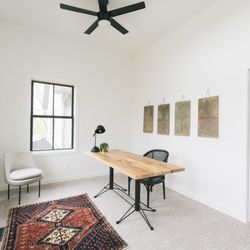 Edgework Creative - The Mast double base with a reclaimed top makes a great desk for your new home office.