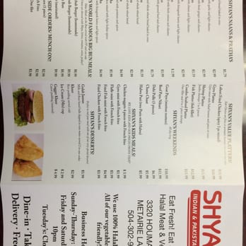 Shyan's Kitchen - Menu I - Indian Near Me - Metairie, Louisiana