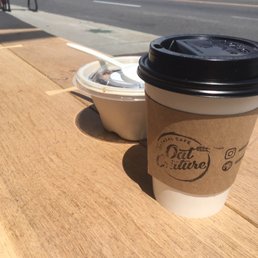 Coffee, oatmeal, patio Coffee, oatmeal, patio