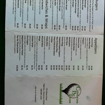 Creekview Par Three - Bar menu - Side 1 - Golf Near Me - Edgerton, Wisconsin Creekview Par Three - Bar menu - Side 1 - Golf Near Me - Edgerton, Wisconsin