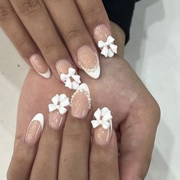 Full set deep French tip manicure Full set deep French tip manicure