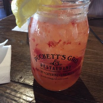Puckett's Restaurant - Farmers punch. Ole smoky lemon drop moonshine, sour apple pucker, house made sweet and sour and fresh strawberries topped with ginger beer - Southern Near Me - Chattanooga, Tennessee Puckett's Restaurant - Farmers punch. Ole smoky lemon drop moonshine, sour apple pucker, house made sweet and sour and fresh strawberries topped with ginger beer - Southern Near Me - Chattanooga, Tennessee